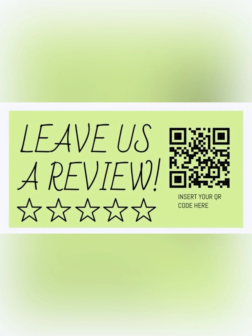 50 CUSTOM STICKERS - 2” x 1” - ‘LEAVE US A REVIEW’ - PERSONALIZED W/ QR CODE
